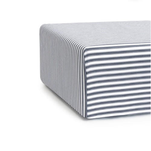 Luxe Premium Cotton Crib Sheet in Navy French Ticking