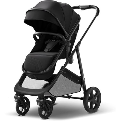 Mompush Wiz Baby Stroller, Convertible Infant Stroller for Newborn and Toddler with Reversible Seat and Large UPF 50+ Canopy