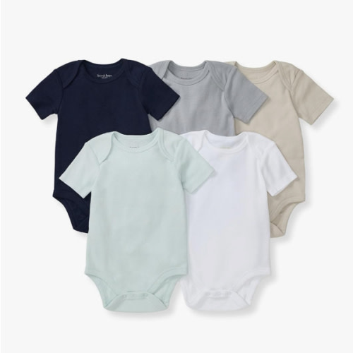 Burt's Bees Baby Unisex Organic Cotton Short and Long Sleeve Bodysuits, 5-Pack