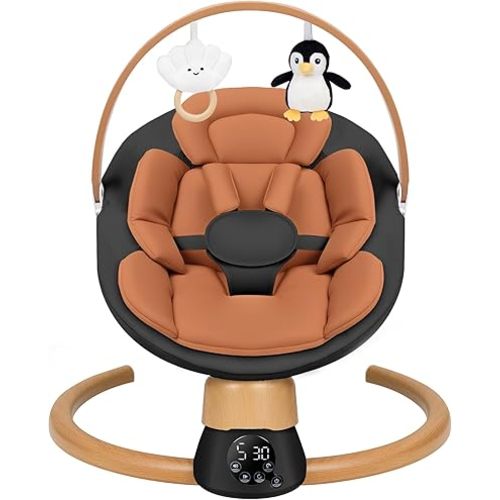 Baby Swings for Infants | Electric Portable Baby Swing with Bluetooth, 5 Swing Speed, 3 Timer Settings, 10 Melodies, 5-Point Harness & Remote Control | Indoor & Outdoor Newborn Swing (Black)