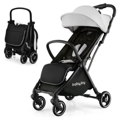Infans Portable Baby Stroller One-hand Fold Pushchair W/ Aluminum Frame Grey