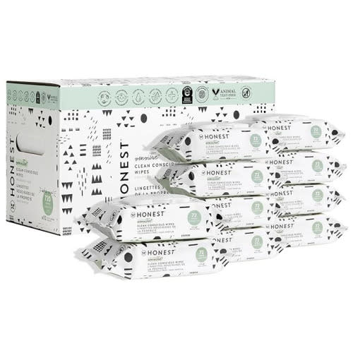 The Honest Company Clean Conscious Multi-Use Wipes | Hypoallergenic + Unscented for Sensitive Skin | Over 99% Water, Compostable, Plant Based, Baby Wipes | Pattern Play, 720 Count
