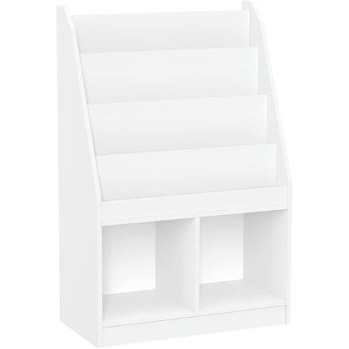 RiverRidge Kids Bookshelf & Toy Storage Organizer with 4 Book Racks, 2 Cubbies - Versatile Toy Organizer for Bedroom or Playroom Book Nook Toy Tidy