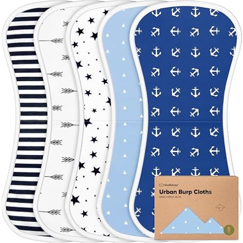 Organic Burp Cloths for Baby Boys and Girls - 5-Pack Super Absorbent Burping Cloth, Burp Clothes, Soft & Plush, Newborn Milk Spit Up Rags, Burpy Cloth Bib for Unisex, Burping Rags(Adventurer)