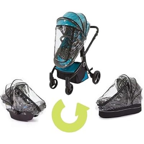 guzzie+Guss 3-in-1 Universal Rain Cover – Fits Most Bassinets, Car Seats, and Pod Style Stroller Seats – Quick-Access Zipper Door, Side Ventilation – Weather Protection for Babies and Toddlers