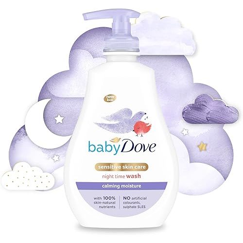 Baby Dove Calming Moisture Sensitive Skin Night Time Wash, 3 Pack Hypoallergenic and Tear-Free Bath Wash, Scented, Suitable for Newborns, 400 ml (3x 13.52 oz)