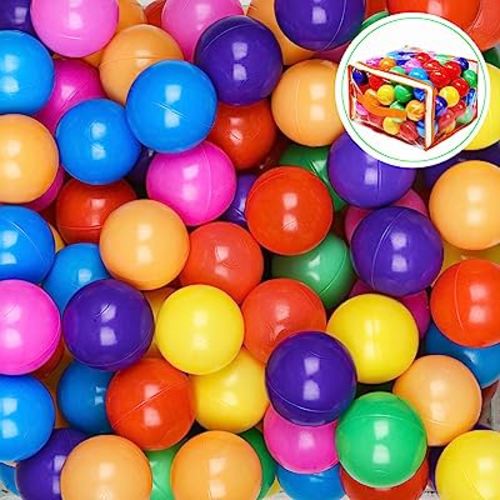 Vanland Ball Pit Balls for Baby and Toddler Phthalate Free BPA Free Crush Proof Plastic - 7 Bright Colors in Reusable Play Toys for Kids with Storage Bag