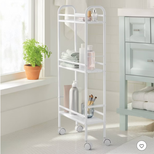 3 Shelf Narrow Metal Storage Cart White - Brightroom™