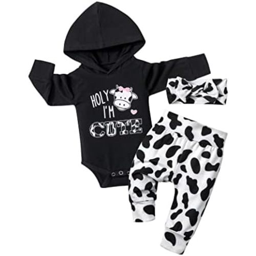 KANGKANG Newborn Baby Girl Long Sleeve Hoodie Pullover Sweatshirt Pants Set Infant Fall Winter Outfits
