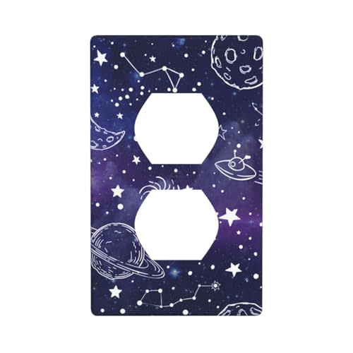 Galaxy Space Purple Single Duplex Light Switch Plates Outlet Covers Decorative Electrical Wall Plate Receptacle Switchplate Decorate Plug Cover For Bathroom Kitchen 4.5 * 2.76 Inch