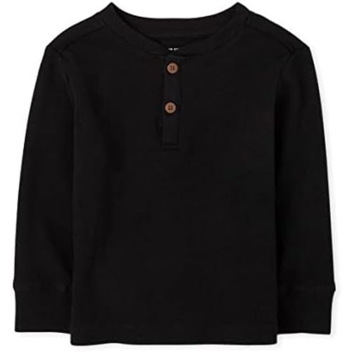 The Children's Place Thermal Henley - Black, 3-6 Months