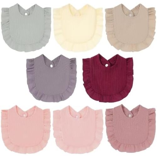 8-Pack Muslin Baby Bibs Baby Drool Bibs Cotton Bandana Bibs for Baby Boy, Girls,Baby Drooling Bibs, Teething Bibs