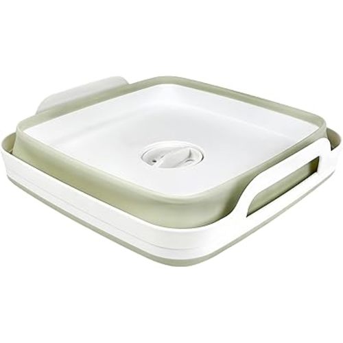 Collapsible Wash Basin for Baby Bottles - 2.4 Gallons Portable Wash Bin for RV Camping Sink, Space-Saving Dish Tub (Green)