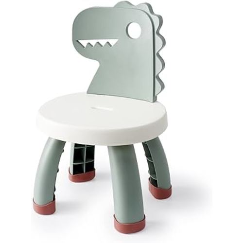 Toddler Chair,Plastic Kids Dino Chair,Sturdy Durable and Lightweight Toddler's Activity Chairs,Anti-Slip Ergonomic Design kids step stool,Indoor or Outdoor Use for Boys Girls Aged 1+ (Green)