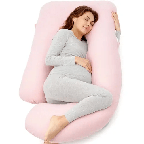 Momcozy Pregnancy Pillows for Sleeping, U Shaped Full Body Maternity Pillow for Side Sleeping - Support for Back, Legs, Belly, HIPS, 57 Inch, Pink