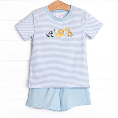 Wild Ones Applique Short Set, Blue – Stitchy Fish