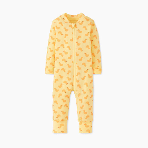 Hanna Andersson Baby Layette Stretch Print Sleeper - Pepper The Duck On Limoncello, Newborn