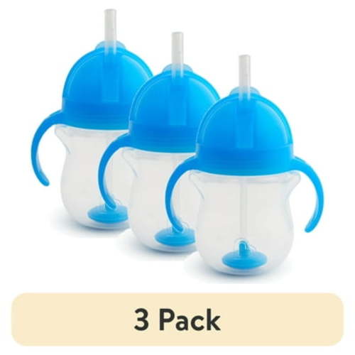 (3 pack) Munchkin® Any Angle™ Weighted Flexi-Straw Trainer Sippy Cup with Click Lock™ Lid, 7 oz, Blue, Unisex