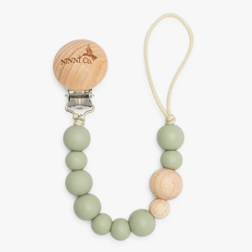 Ninni Co. Olive Green Pacifier Clip