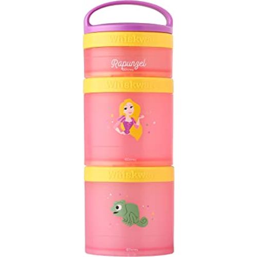Whiskware Disney Princess Stackable Snack Containers for Kids and Toddlers, 3 Stackable Snack Cups for School and Travel, Rapunzel and Pascal