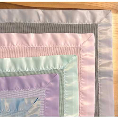 SATIN TRIM COTTON handmade blanket, Satin Edge, 100% Cotton Toddler Child Blanket, Crib and stroller Blanket, Vintage inspired, Sensory adhd