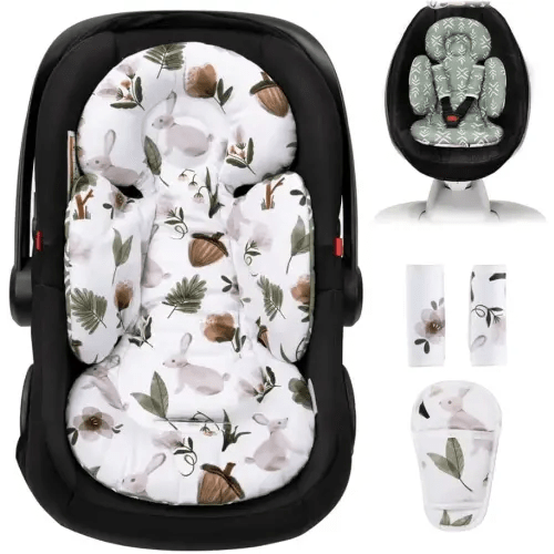 Infant Car Seat Insert, Head and Body Support, Reversible Newborn Insert Compatible with Baby Carseat, Stroller, Mamaroo Swing, Rocker, Bassinet, Bouncer. Baby Car Seat Cushion - Rabbit