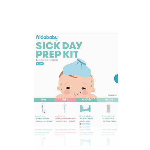Frida Baby Sick Day Prep Kit: NoseFrida Snotsucker, MediFrida Pacifier, BreatheFrida Wipes, VaporRub