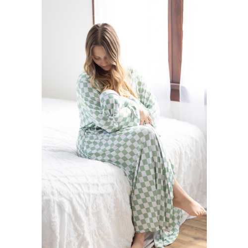 Maternity Robe - Sage Checkerboard, Mommy & Me Robe