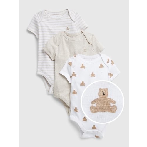 Baby 100% Organic Cotton First Favorite Bodysuit (3-Pack) in oatmeal heather