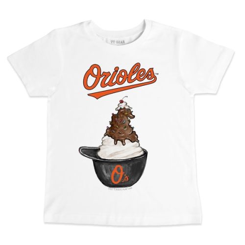 Infant Baltimore Orioles Tiny Turnip White Sundae Helmet T-Shirt