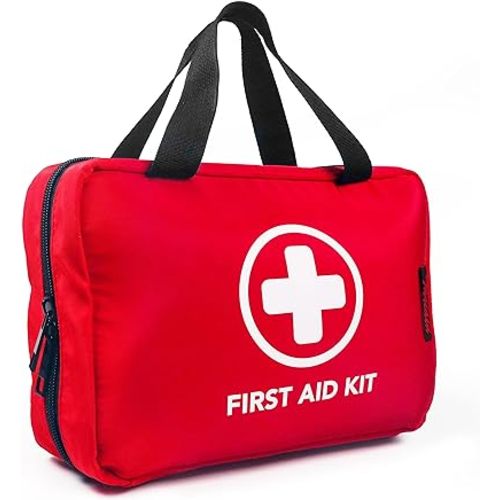 330 Piece First Aid Kit, Premium Waterproof Compact Trauma Medical Kits for Any Emergencies, Ideal for Home, Office, Car, Travel, Outdoor, Camping, Hiking, Boating (Red)