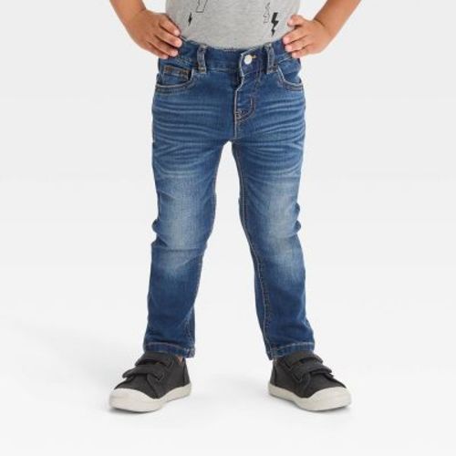 Toddler Boys' Slim Fit Jeans - Cat & Jack™ Medium Wash 18M: Adjustable Waistband, Super Stretch Denim