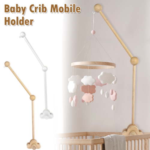 27inch Wooden Mobile Arm Baby Crib Mobile Arm,Wooden Crib Mobile Holder Adjustable Angle Height Cot Mobile Arm Non-Skid Crib Mobile Bed Bell Holder Nursery Mobile Hanger for Crib Decor