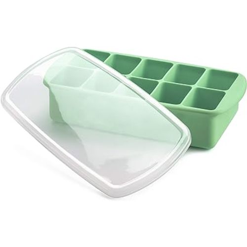 melii Silicone Baby Food Freezer Tray with Lid – Versatile 10-Cup 2oz Portion Tray for Freezing Breastmilk, Homemade Baby Food, Sauces, Smoothies and Snacks – Microwave, Freezer, and Dishwasher Safe