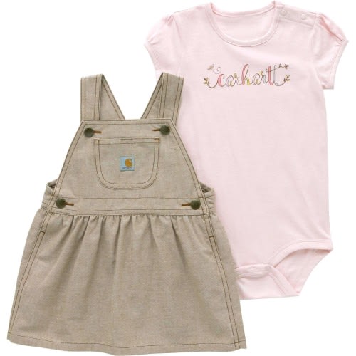 Girls'  2-Piece Short Sleeve Bodysuit &amp; Chambray Jumper Set (Infant)