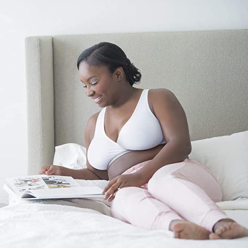 Medela Nursing Bra for Sleep and Breastfeeding, Crisscross Front, Racerback Bra, Four-Way Stretch Fabric, Easy to Care and Maintain, Oeko-Tex Certified, White, Large