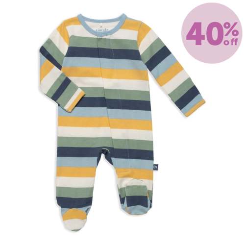 big multi stripe blue cloudstretch™ magnetic footie – Magnetic Me