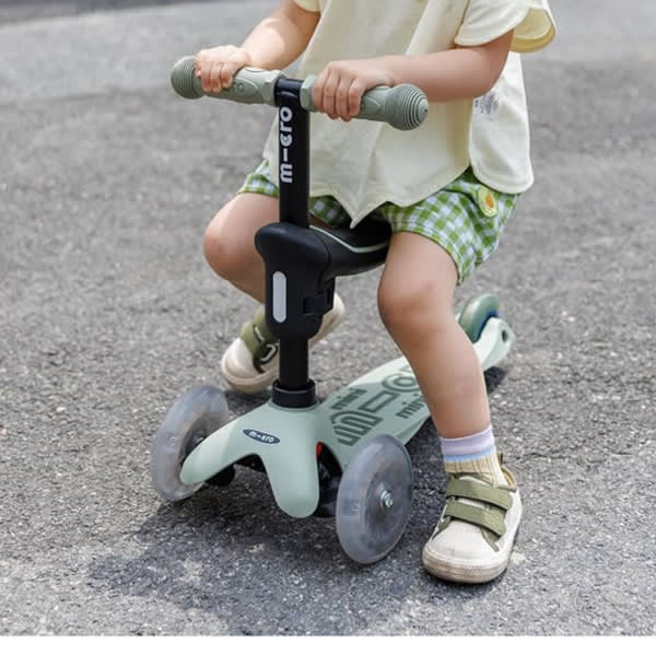 Micro Kickboard | Mini Rock & Go LED 6-in-1 Toddler Scooter & Rocker for Ages 1–6 | Convertible Ride-On, Rocker & Scooter | Motion-Activated PU LED Wheels | Adjustable T-Bar | Swiss Design