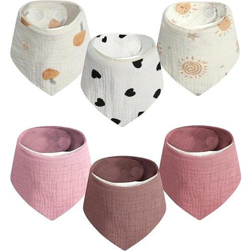 Magnetic Bandana Drool Bibs 6-pack - Magnetic Closure Baby Bibs - Safe, Easy, Chic Teething Bib