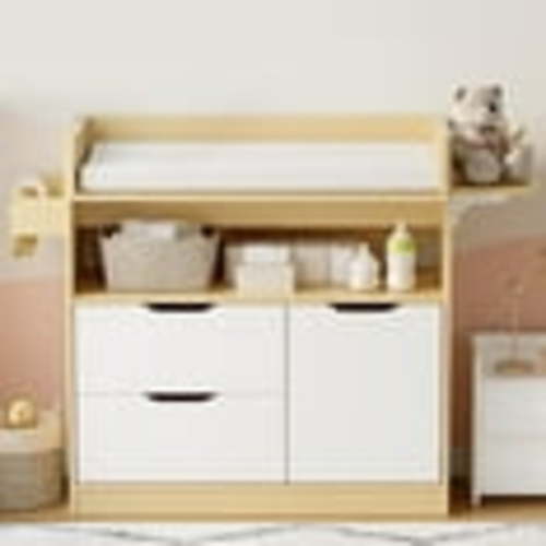 Linor Baby Changing Table Dresser with 3 Drawer, Non-Slip, and Storage Shelves, Brown