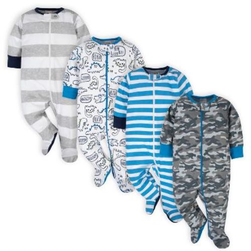 Onesies Brand Baby Boys' Long Sleeve Footed Sleepers, 4-pack, Dino, 3-6 Months
