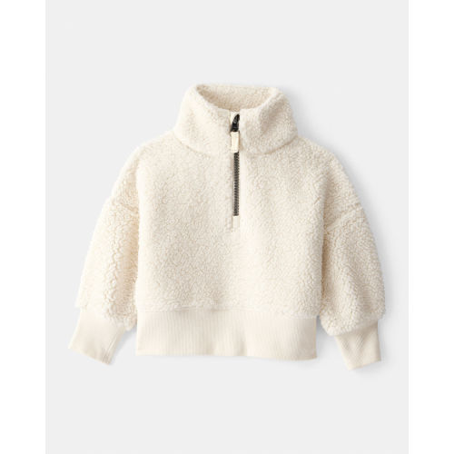 Baby Girl Sherpa Quarter-Zip Pullover Sweatshirt - Cream - Carter's | Carter's