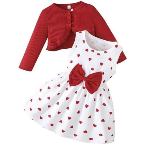 Rosibel Toddler Baby Girls Dress and Cotton Cardigan Set for 6M-3T Spring Autumn Clothes Outfits
