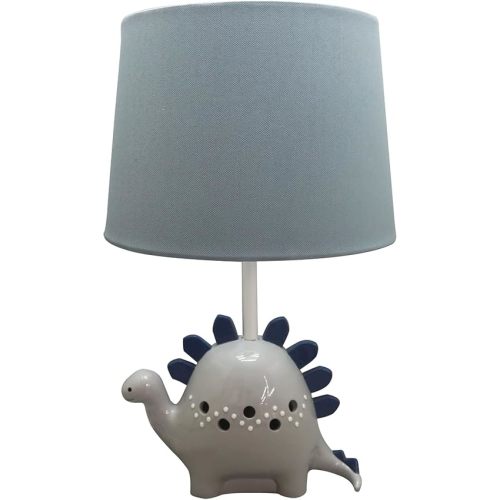 Levtex Baby - Night Owl Table Lamp and Shade - Dinosaur Base with Blue Canvas Shade Lamp - Nursery Accessories - Measurements: 22 in. high and 6 in. Diameter