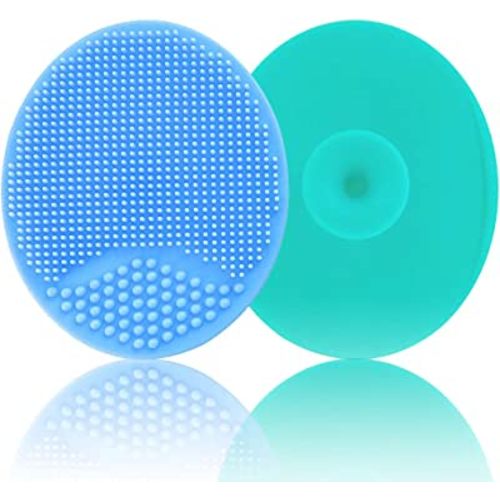 Baby Bath Brush, Baby Cradle Cap Brush, Silicone Massage Brush, Silicone Scrubbers Exfoliator Brush, Baby Skin Scrubbers for Dry Skin, Cradle Cap and Eczema (Large-Blue & Green)