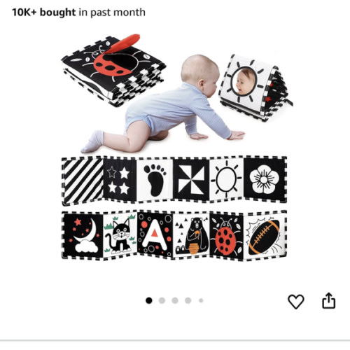 URMYWO Black and White Baby Toys, Tummy Time High Contrast Newborn Toys 0-3 Months, Soft Baby Book, Visual Stimulation Montessori Sensory Infant Toys 0-6-12 Months, Shower Gift for Boys Girls