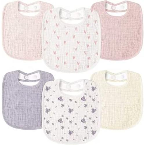 Susurration Muslin Baby Drool Bibs 6Pack Soft Square Adjustable Baby Bandana Bibs for Unisex Girls & Boys