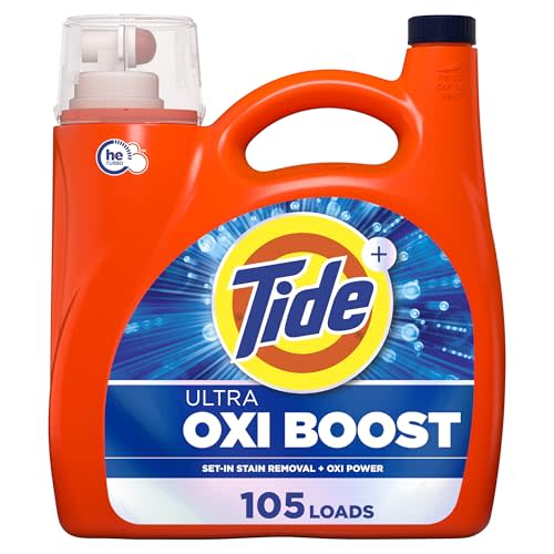 Tide Ultra Oxi Boost Liquid Laundry Detergent, 148 fl oz, 105 Loads, Advanced Stain Remover, Laundry Detergent Liquid with Extra Oxi Power