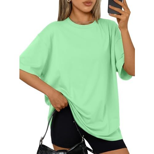 Trendy Queen Womens Oversized Summer T Shirts Plus Size Spring Cute Casual Tops Short Sleeves Fashion Workout Clothes