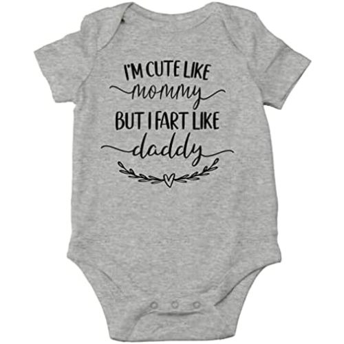 AW Fashions I'm Cute Like Mommy But I Fart Like Daddy Baby Bodysuit Funny Adorable Infant Clothing Outfit